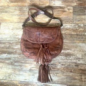 All Saints Jacks Place Brown Fringe Shoulder Bag
